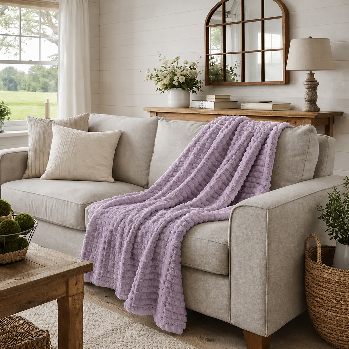 Textured Waffle Large Throw Blanket - 60"x80"