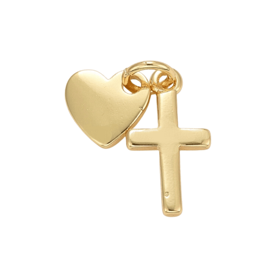 * Gold Heart and Cross Charm