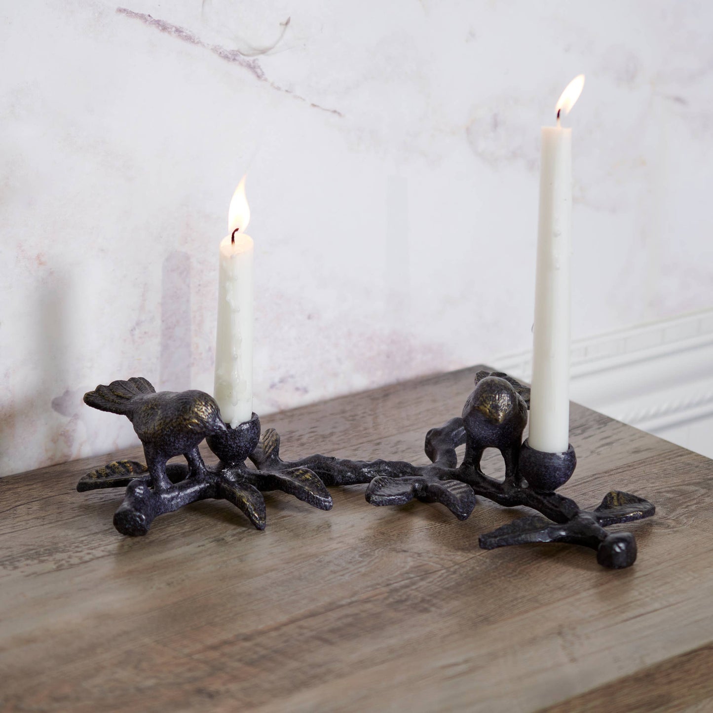 Birds On Limb Candle Holder