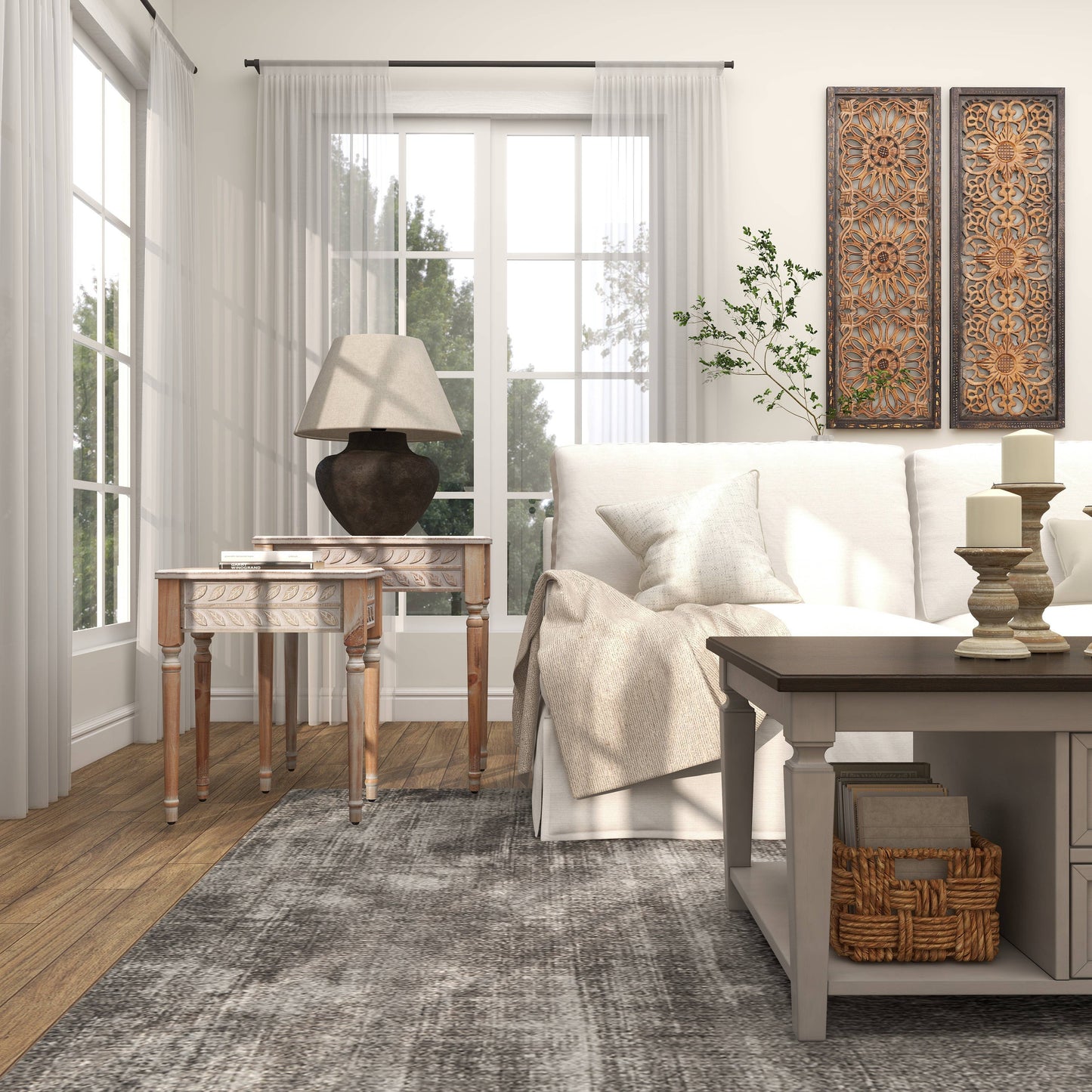 Farmhouse Brown Wooden Accent Table Large