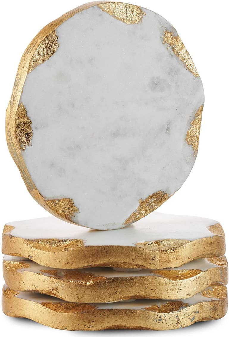 Gold Edge Marble Coasters - Set of 4 Gift