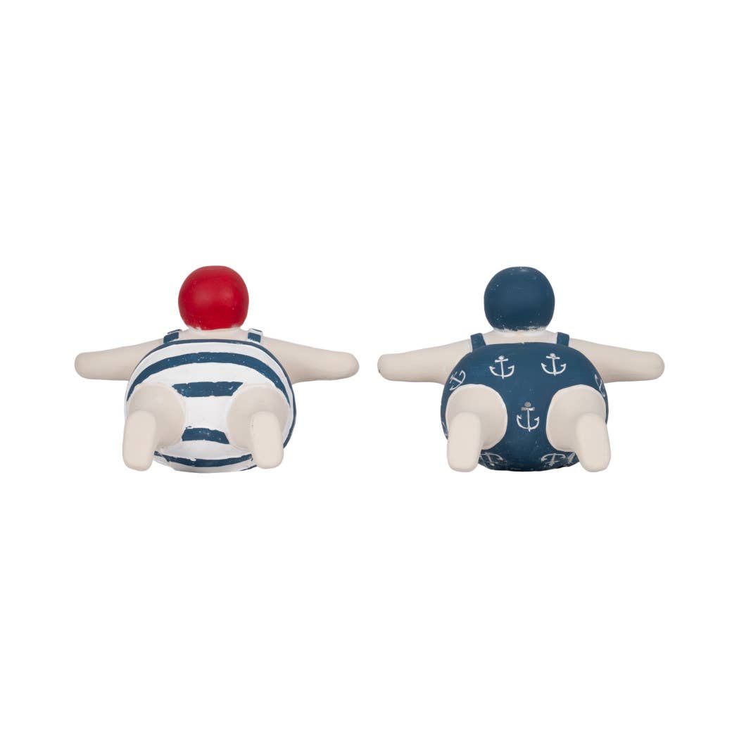 Figurines- Blue Ceramic Bathing Beauties, 7 in.