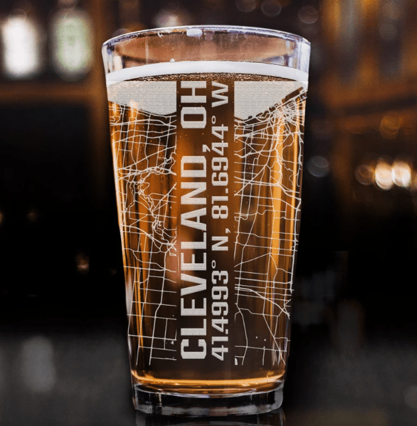 Custom Map Beer Glass 16oz