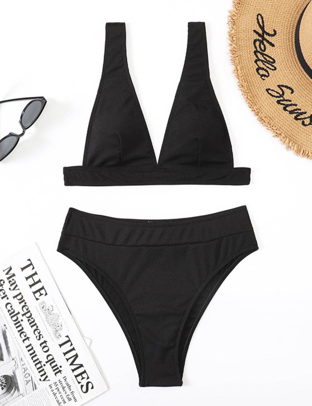 Ladies Triangle V-Neck 2PCS Bikini Set Swimsuit