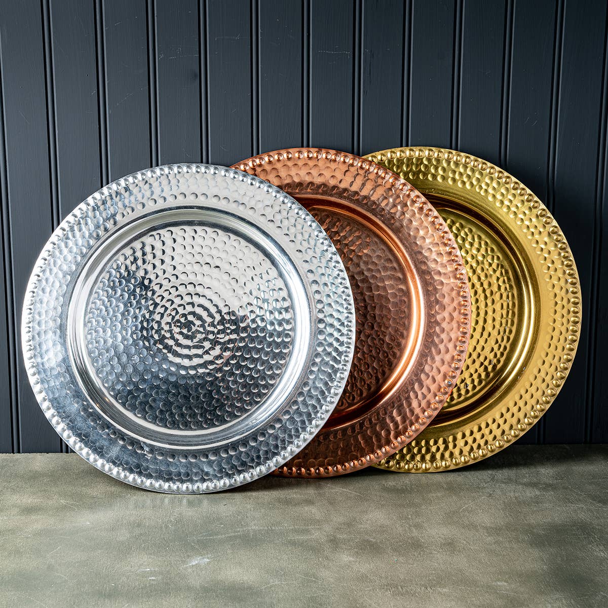 Beaded Border Hammered Charger