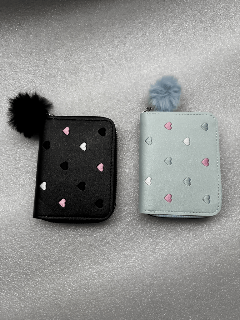 Wallet w/ Hearts and Pom
