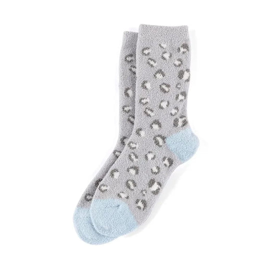 Womens Grey Loepard Socks