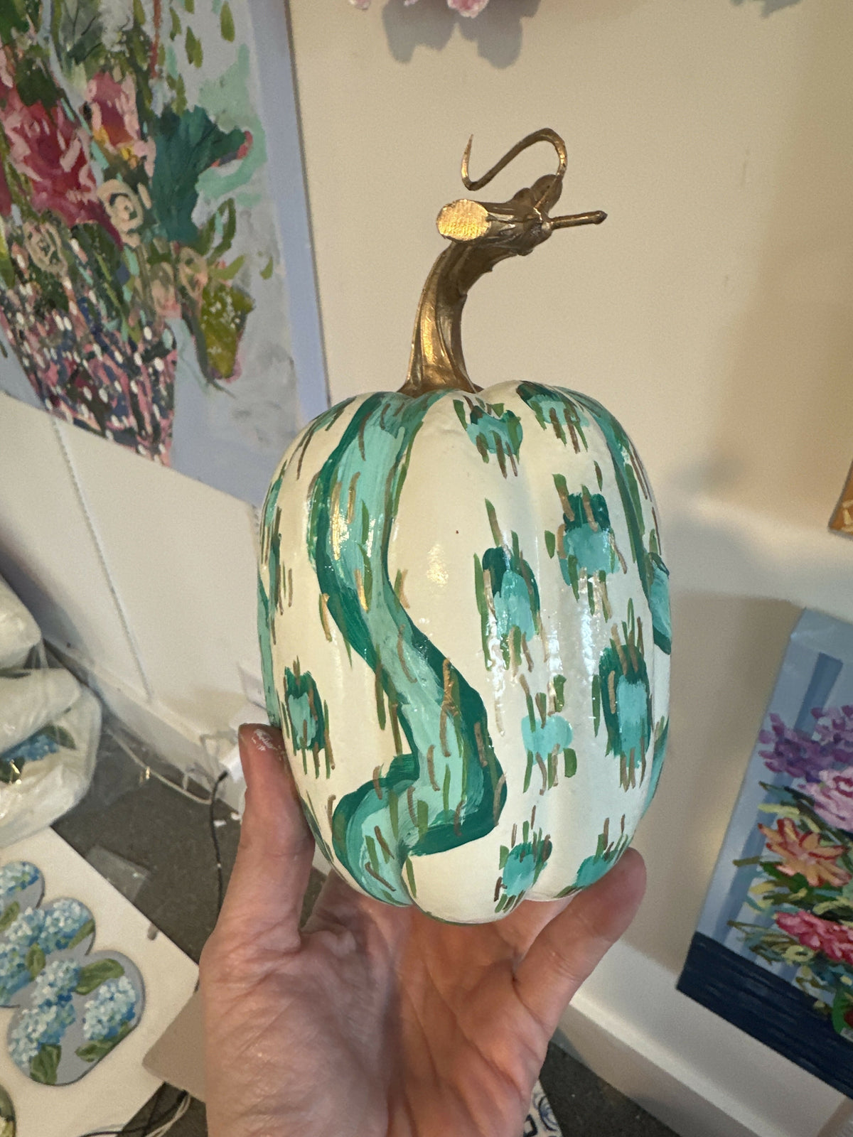 Hand painted pumpkin medium
