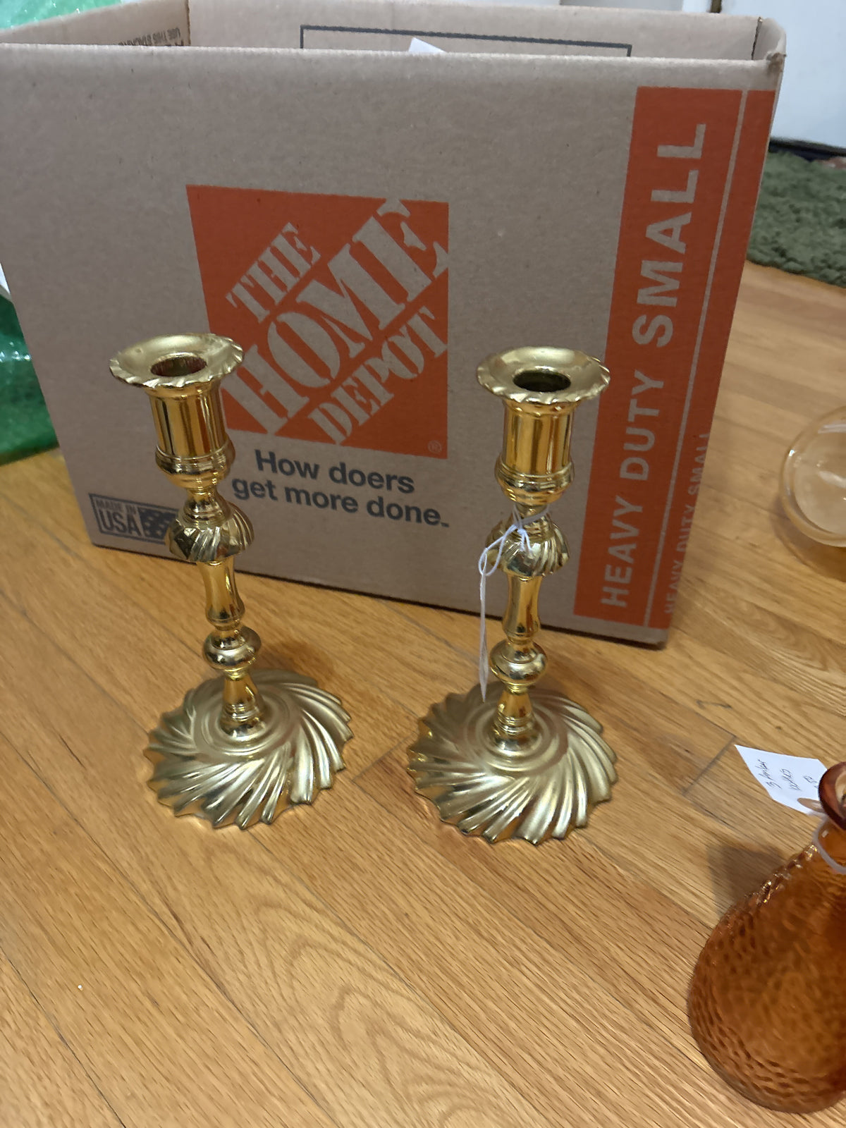 Pair of Baldwin swirl base candlesticks