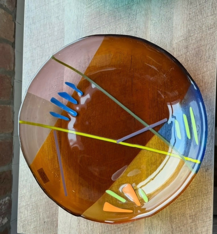 Amber Abstract flat bowl
