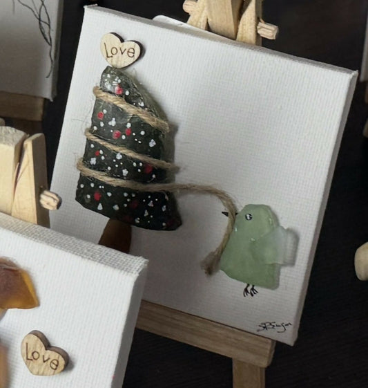 Bird Garland Tree mini canvas