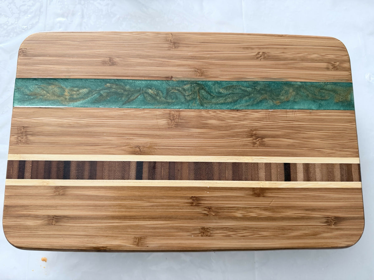 Teak Parkay Inset and Resin 12 x 8
