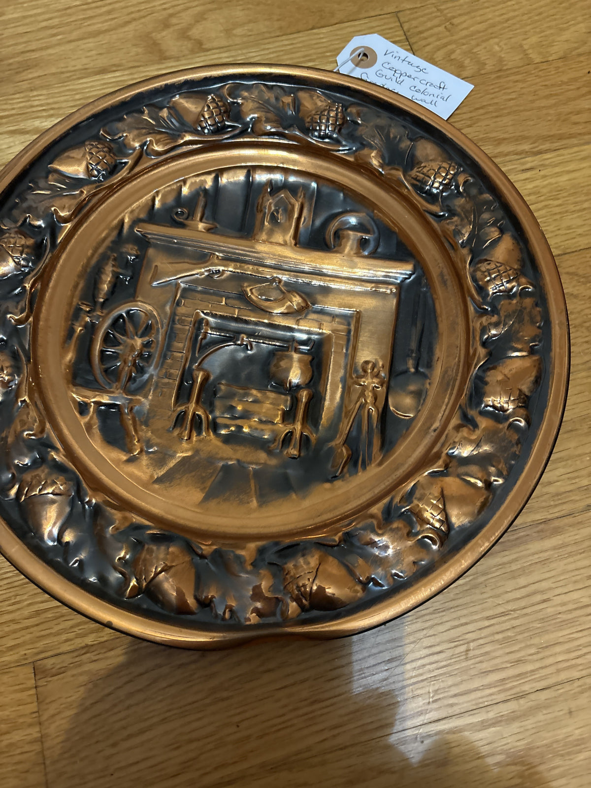 Copper craft colonial fireplace wall hanging
