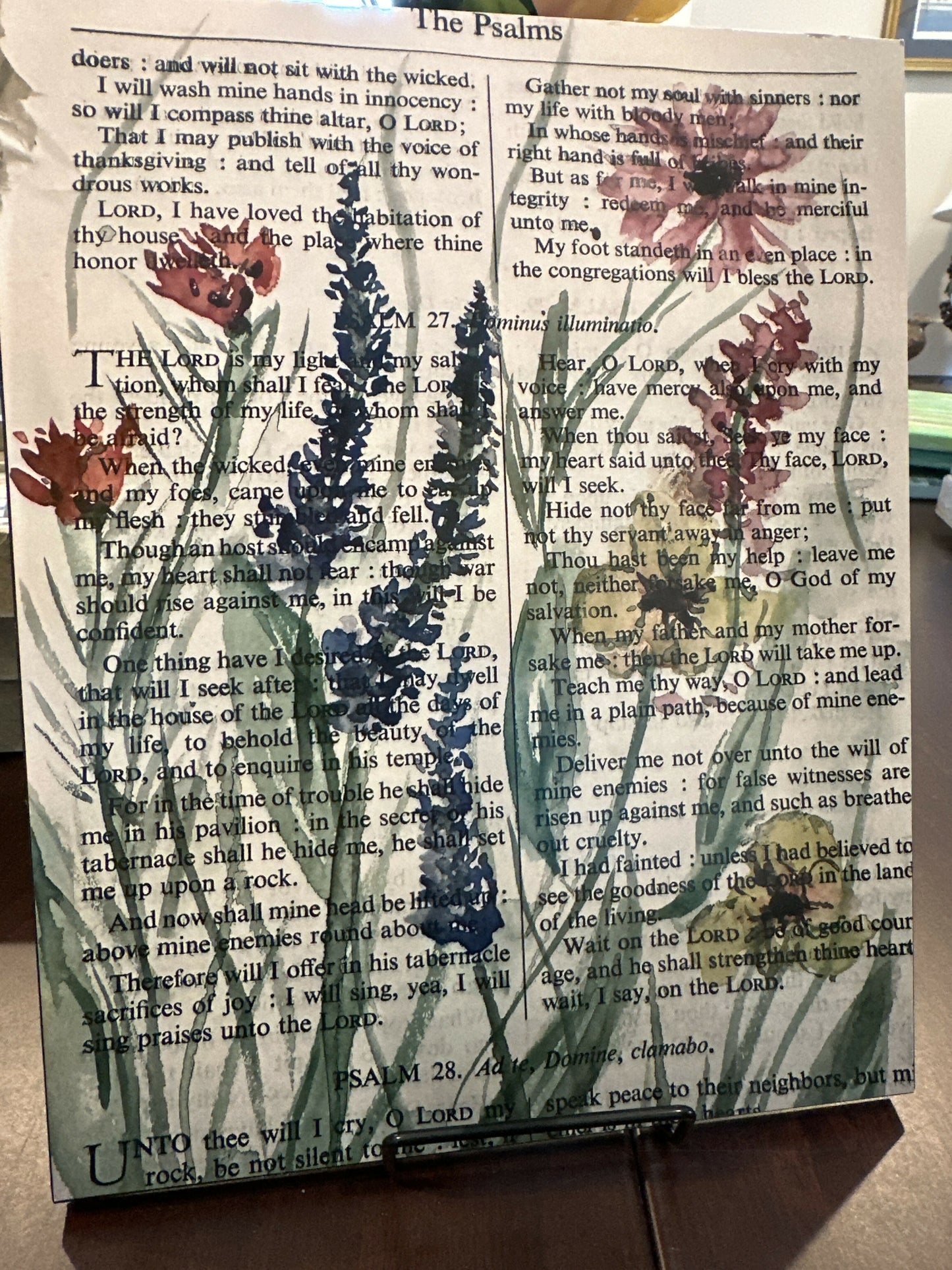 Psalms on wood 8x10 panel w/Stand