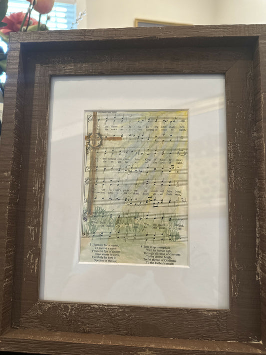 11x14 Hymn Original Watercolor Wood Frame