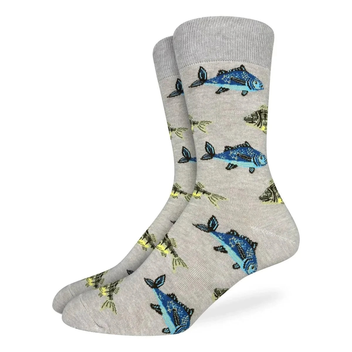 Mens Big and Tall Fish Socks Gray