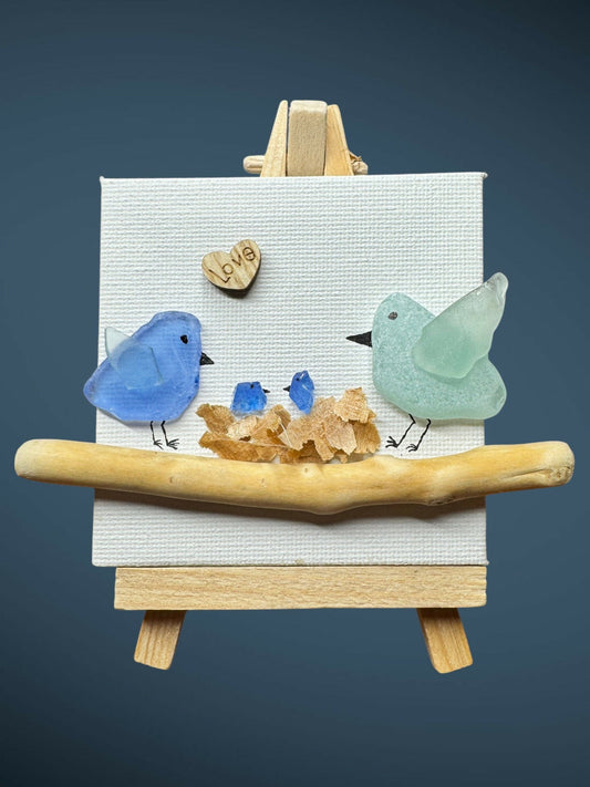 RARE Purple-MomDad 2 baby birds
