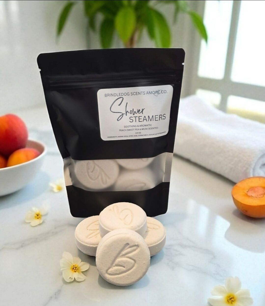 Shower Steamers Peach Sweet Pea & Musk Scented 3ct 6.5 oz