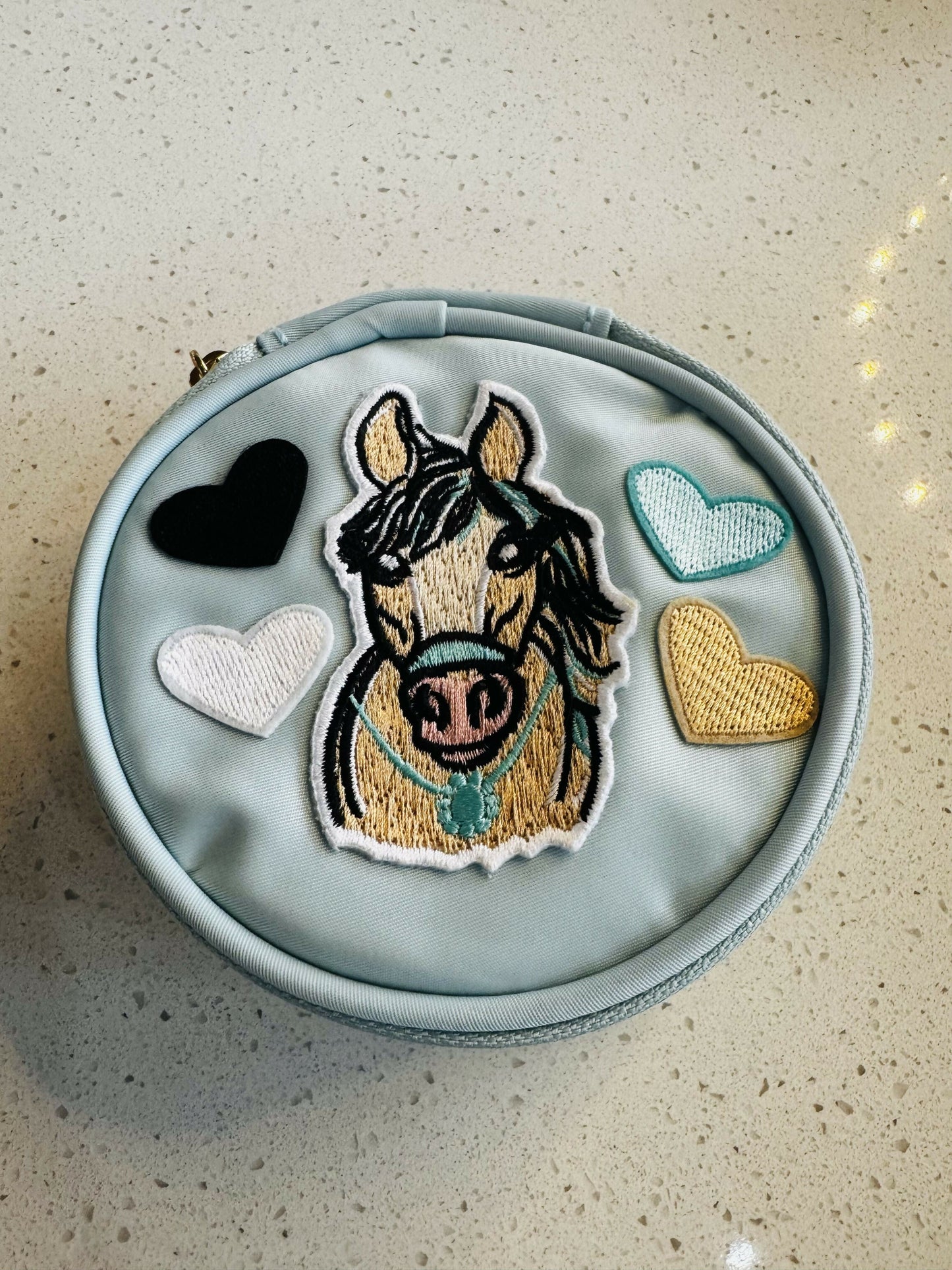 Teal Horse/Hearts Trinket Bag