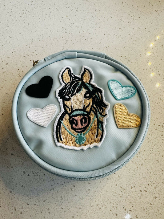 Teal Horse/Hearts Trinket Bag