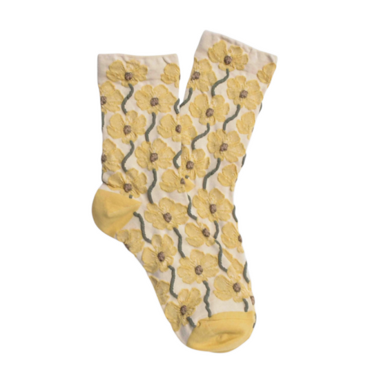 YELLOW FLORAL SOCKS