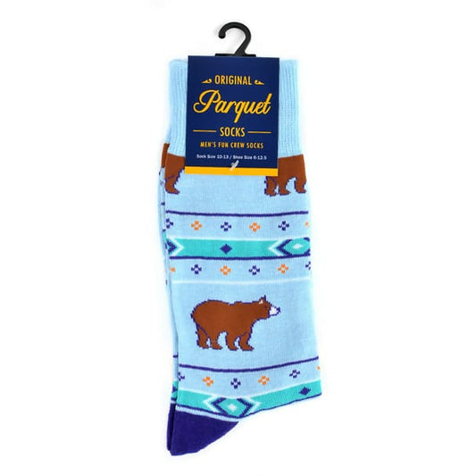 MENS BEAR SOCKS BLUE