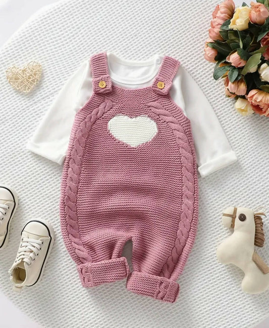 Knitted Overalls w/ Heart